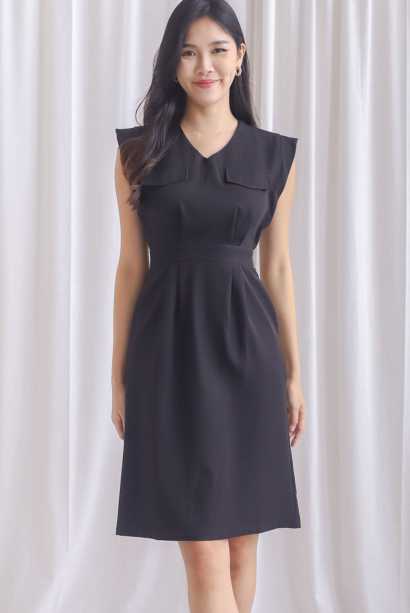Shelly Utility Pocket Work Dress In Black – The Design Closets