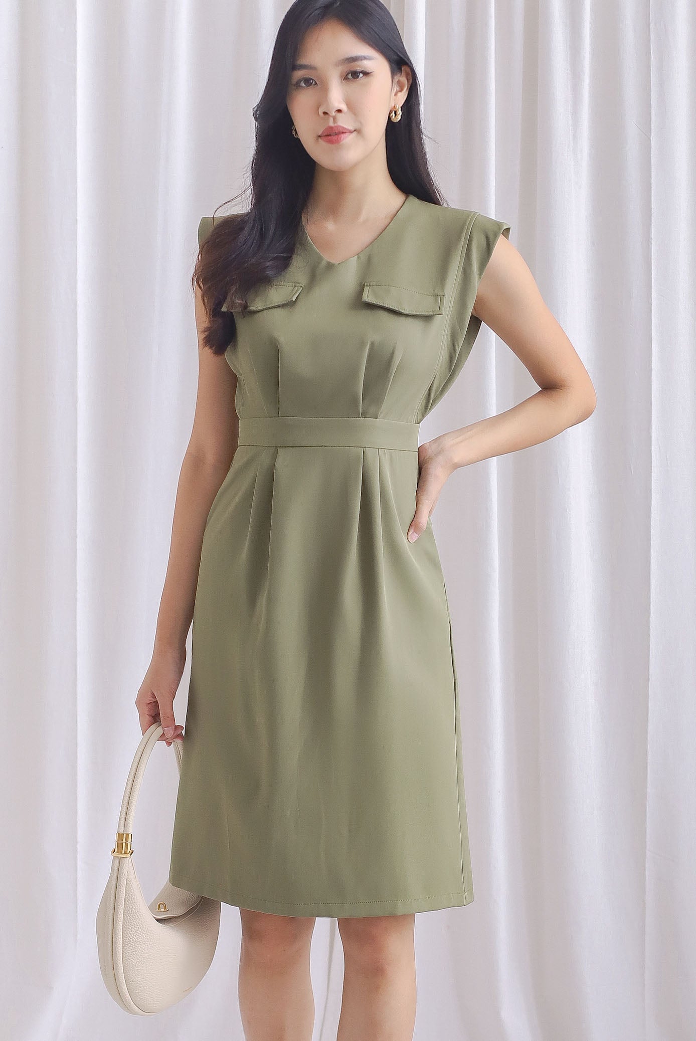 Green office dress best sale