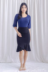 Shernice Chiffon Sleeve Padded Top In Navy Blue