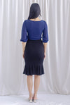 Shernice Chiffon Sleeve Padded Top In Navy Blue