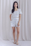 Sherryn Puffy Sleeve Top In Blue Stripes