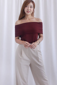 Sienna Off Shoulder Top In Burgundy