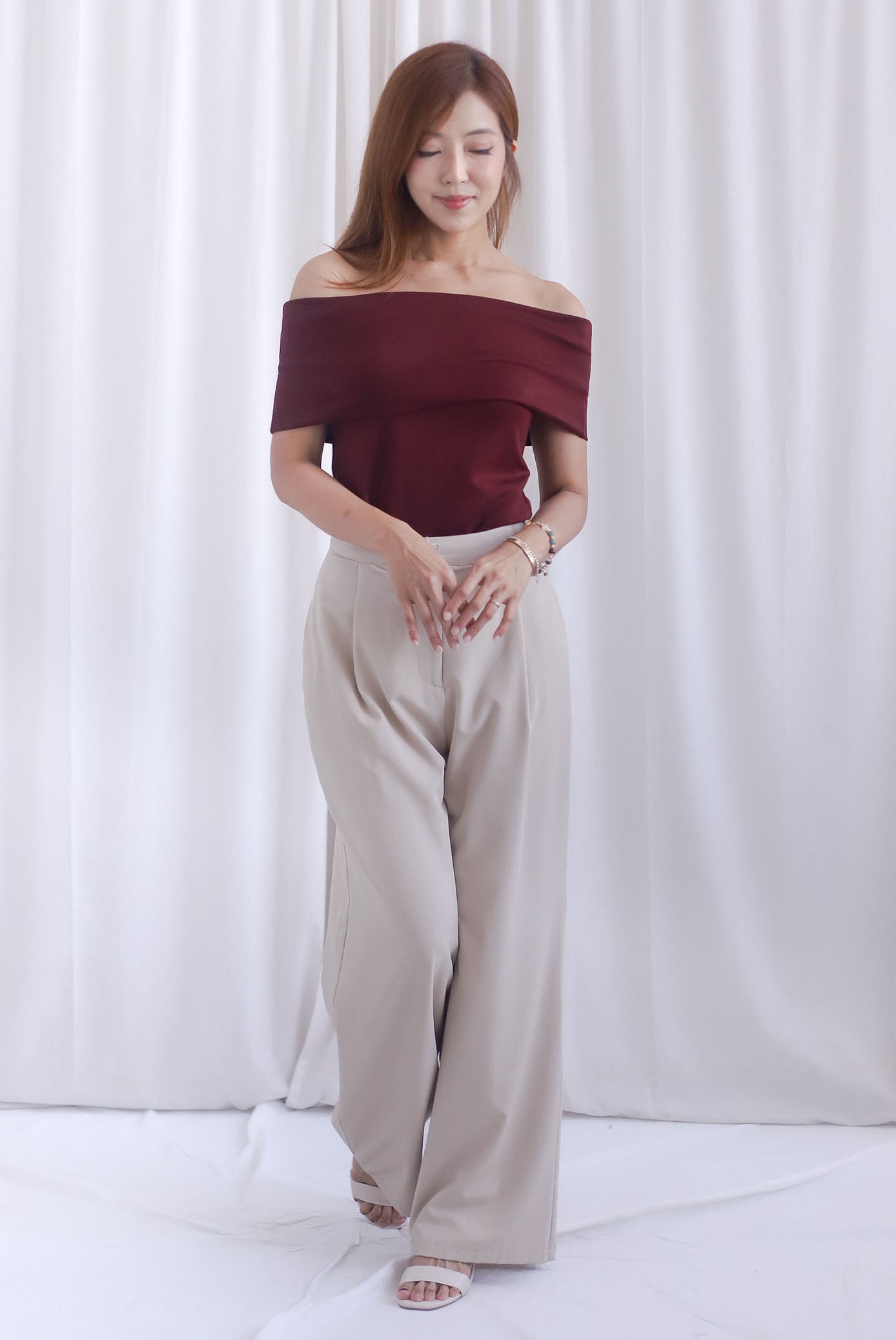 Sienna Off Shoulder Top In Burgundy