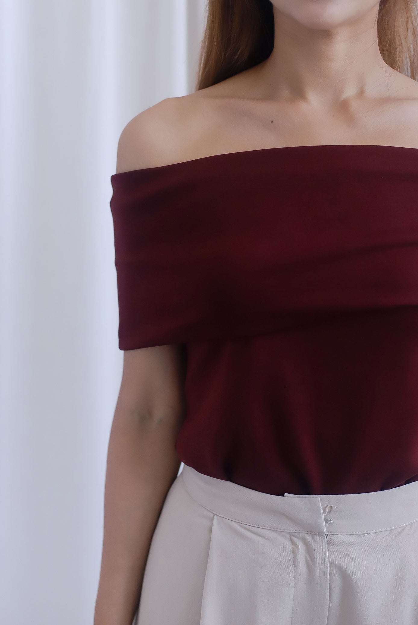Sienna Off Shoulder Top In Burgundy