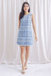 *Premium* Simone Frills Tweed Dress In Blue