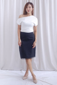Soleil A Line Lace Hem Skirt In Polkadot