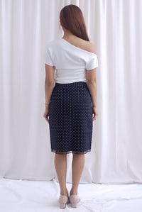 Soleil A Line Lace Hem Skirt In Polkadot