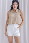 Sophia Balloon Zip Up Top In Beige