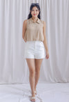 Sophia Balloon Zip Up Top In Beige