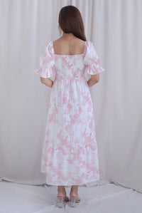 Spring Muse Puffy Sleeve Smocked Dress In Pink