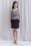 Steffi Gold Buttons Tweed Vest Top In Black