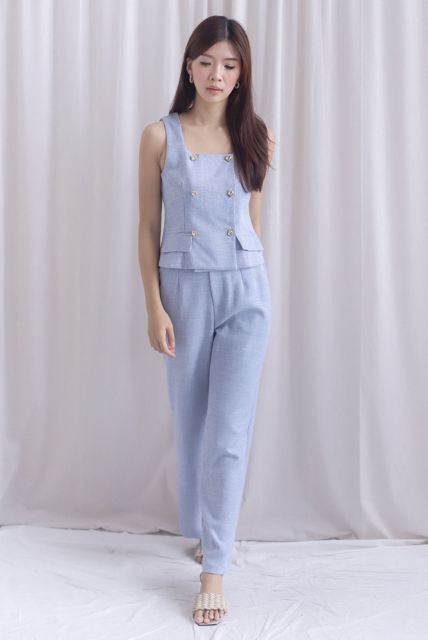 トップス pois tweed vest blue pois ツイードベスト tweed vest ジレ トップス （新商品