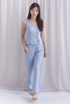 *Restocked*  Steffi Gold Buttons Tweed Vest Top In Blue