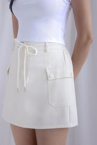 Stevie Cargo Drawstring Skorts In Cream