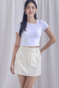 Stevie Cargo Drawstring Skorts In Cream