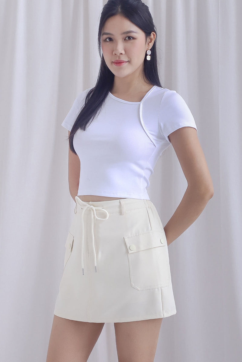 Stevie Cargo Drawstring Skorts In Cream