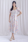 TDC Aurora Floral Puffy Sleeve Smocked Maxi Dress In Vibrant