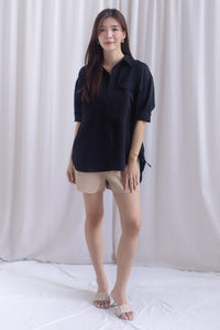 TDC Bailey Oversized Drawstring Shirt In Black