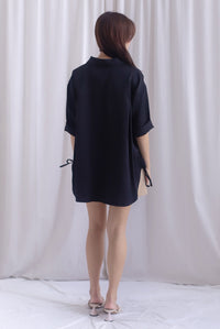 TDC Bailey Oversized Drawstring Shirt In Black