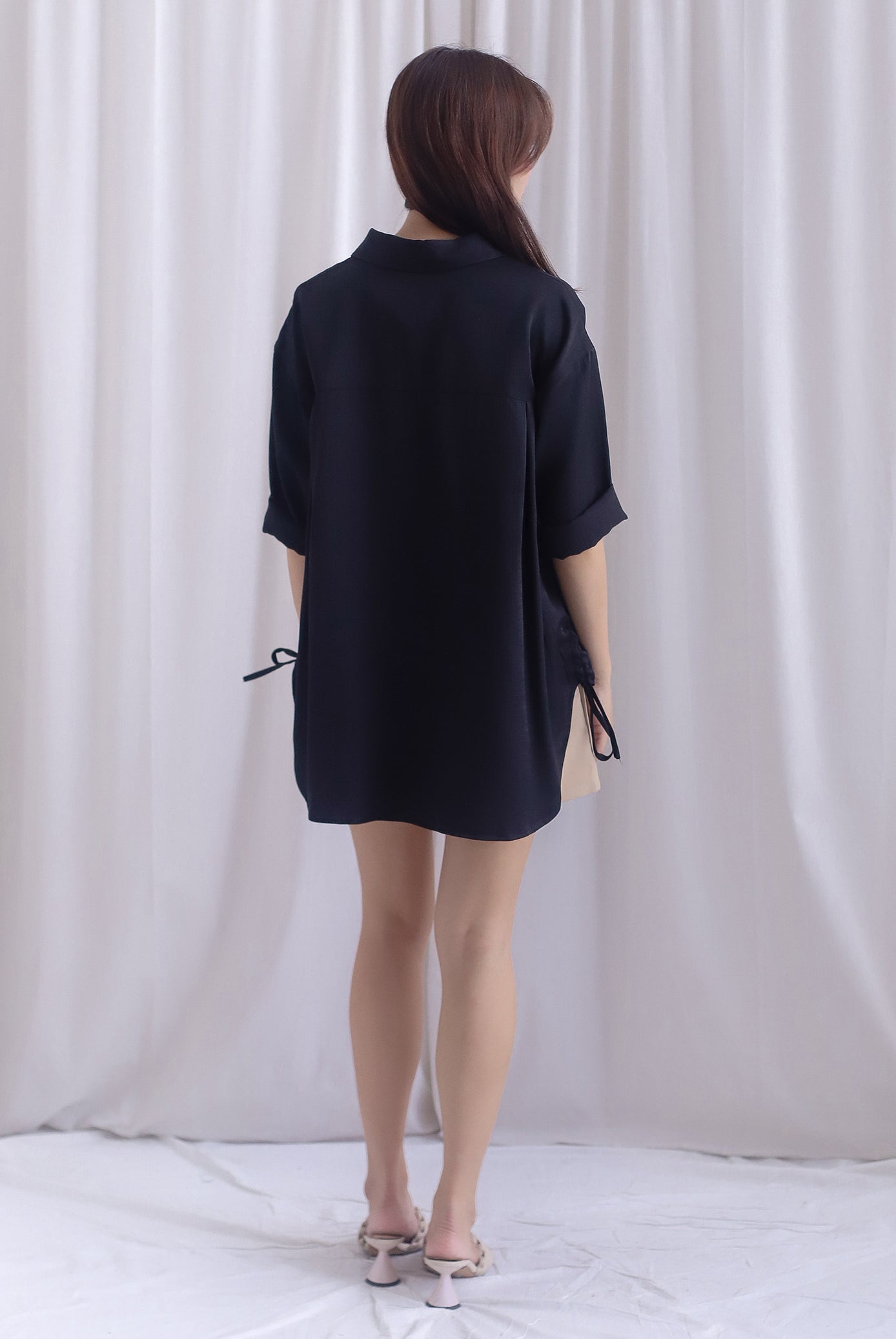 TDC Bailey Oversized Drawstring Shirt In Black