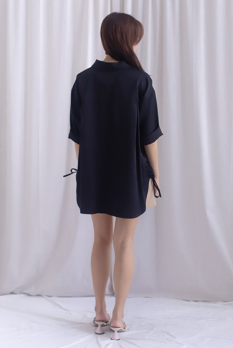 TDC Bailey Oversized Drawstring Shirt In Black