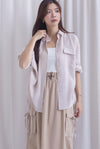 TDC Bailey Oversized Drawstring Shirt In Ecru