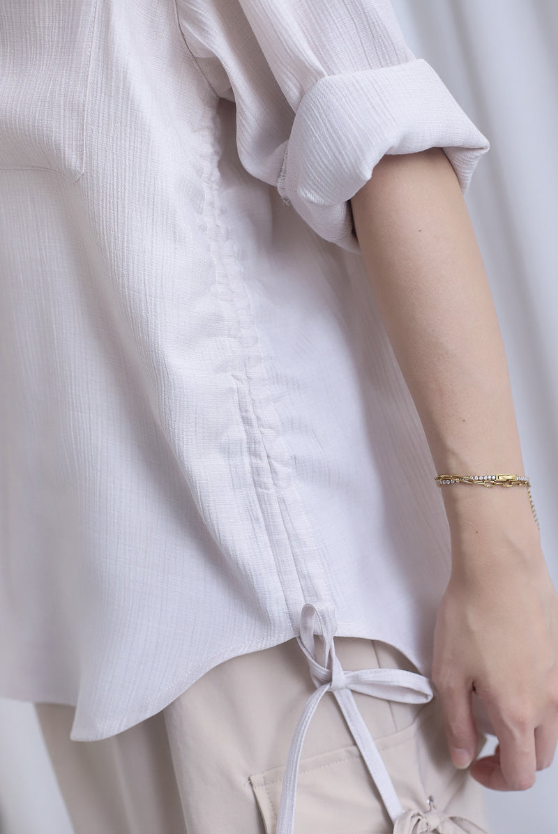 TDC Bailey Oversized Drawstring Shirt In Ecru