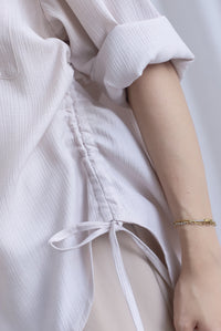 TDC Bailey Oversized Drawstring Shirt In Ecru