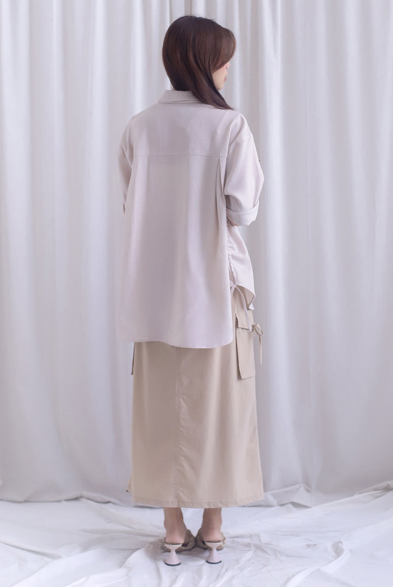 TDC Bailey Oversized Drawstring Shirt In Ecru