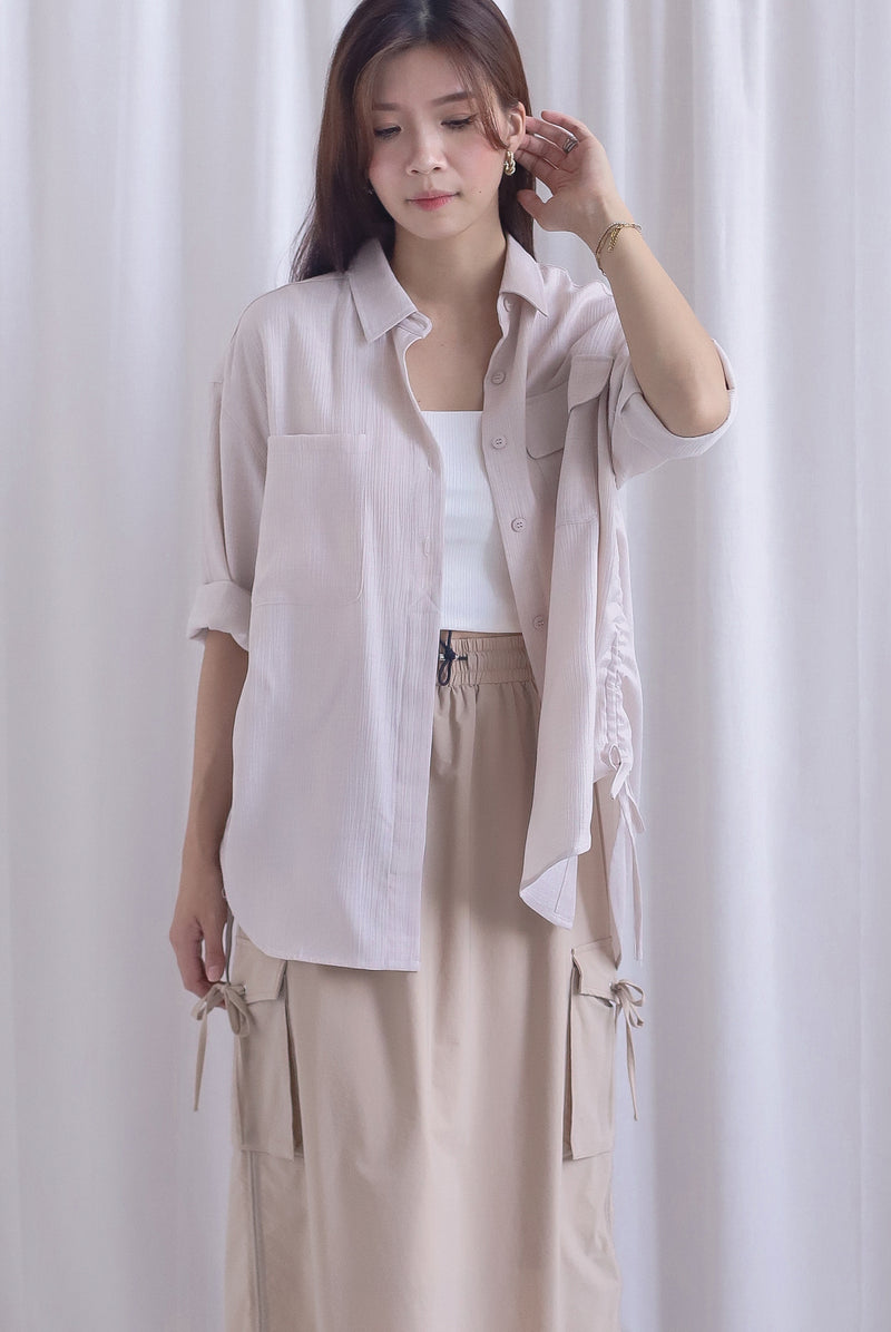 TDC Bailey Oversized Drawstring Shirt In Ecru