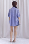 TDC Bailey Oversized Drawstring Shirt In Navy Stripes