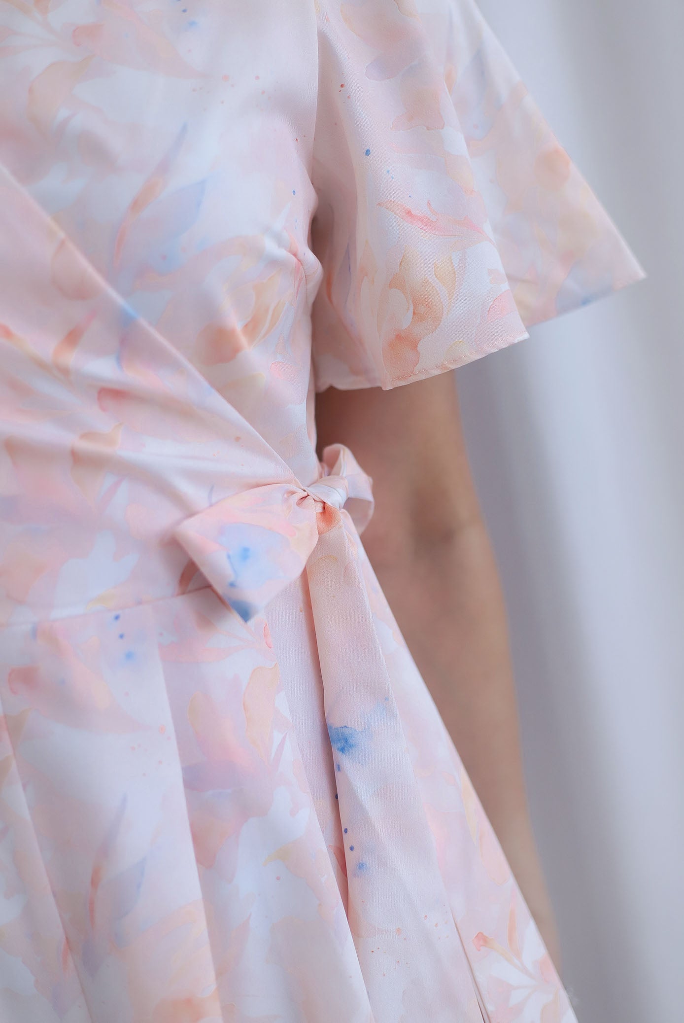 TDC Blossom Sleeved Romper In Orange Pale