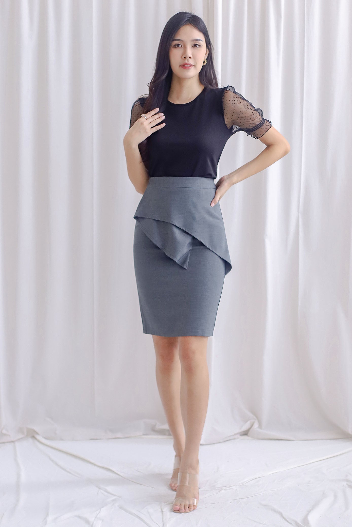 Grey 2025 peplum skirt