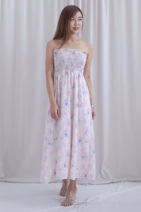 TDC Henrietta Multi Way Smocked Maxi Dress In Misty Rose
