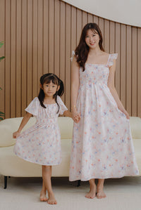 TDC Henrietta Multi Way Smocked Maxi Dress In Misty Rose