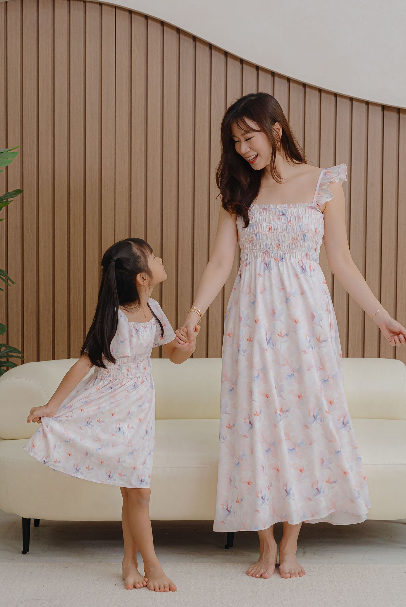 TDC Henrietta Multi Way Smocked Maxi Dress In Misty Rose