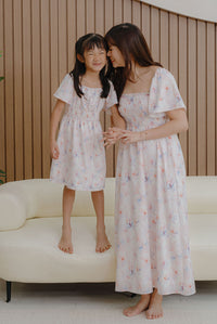 TDC Henrietta Multi Way Smocked Maxi Dress In Misty Rose