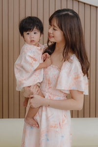 TDC Henrietta Multi Way Smocked Maxi Dress In Orange Pale