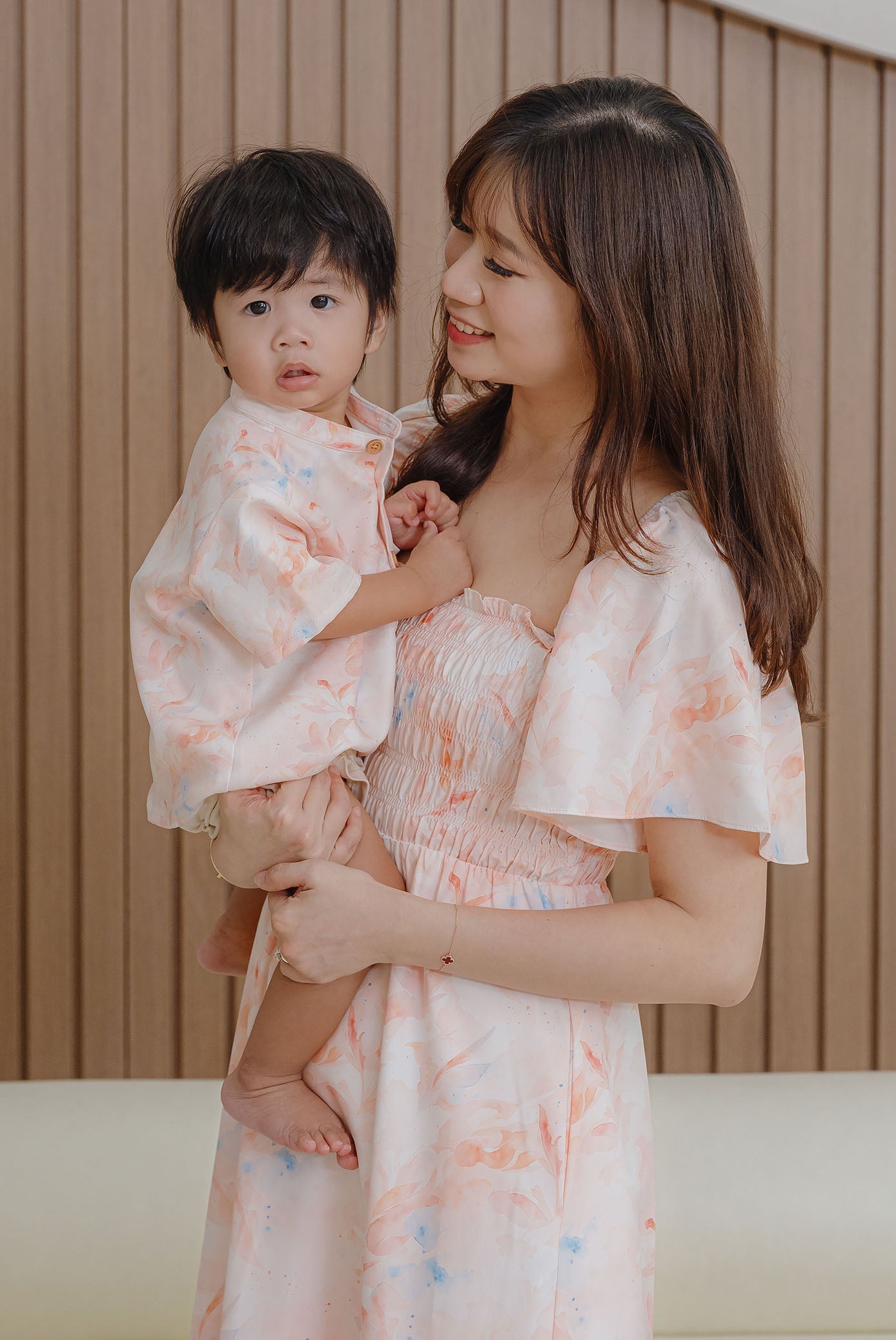 TDC Henrietta Multi Way Smocked Maxi Dress In Orange Pale