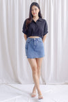 TDC Janelle Mini Denim Skorts In Mid wash