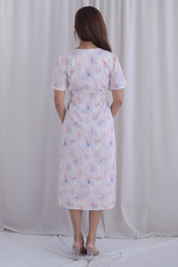 TDC Lovie Buttons Drawstring Dress In Misty Rose