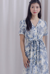 TDC Lovie Chinoiserie Buttons Drawstring Dress