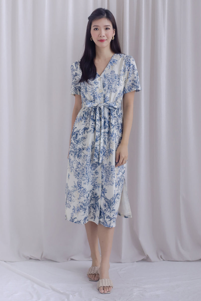 TDC Lovie Chinoiserie Buttons Drawstring Dress