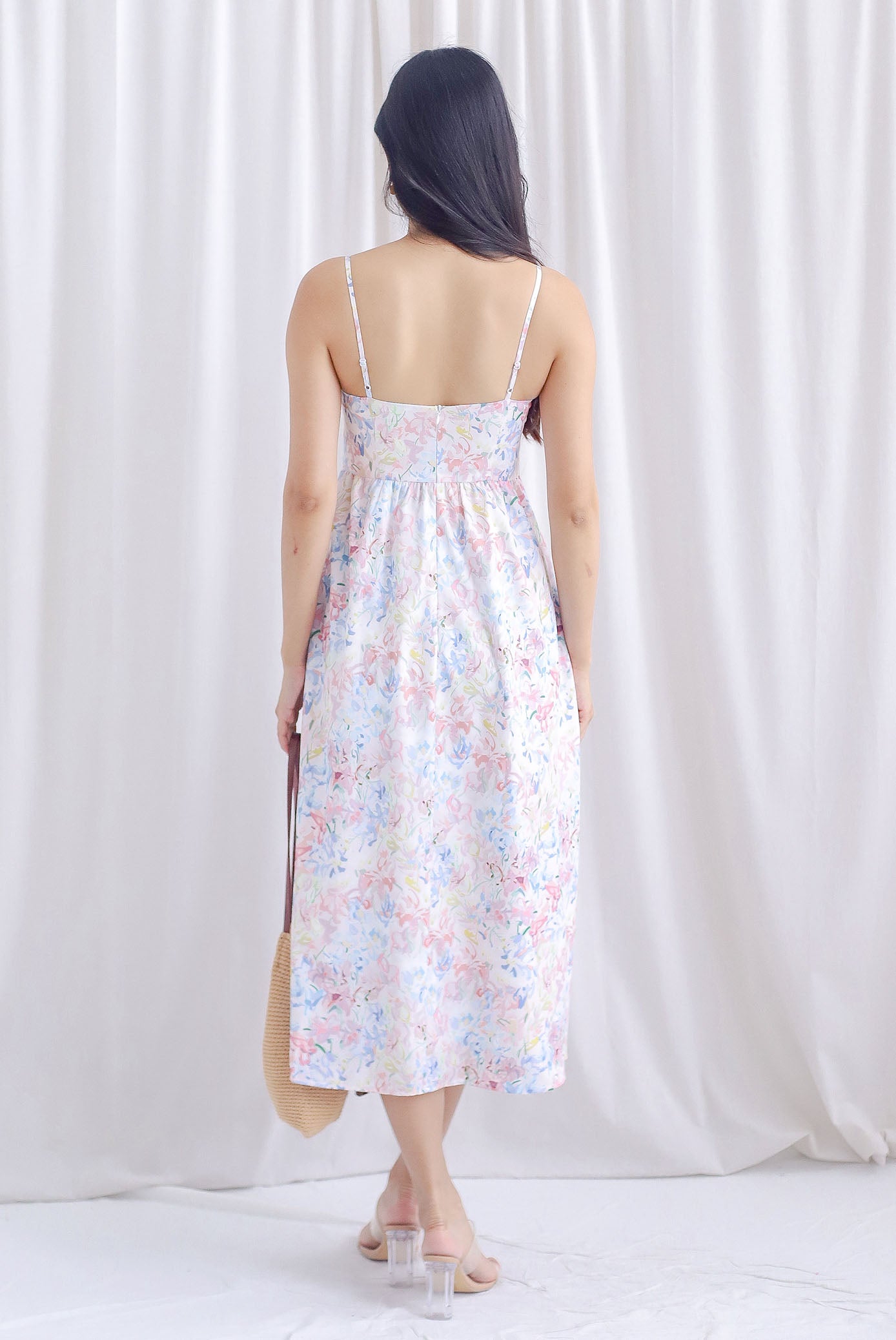 TDC Lyndsey Abstract Floral Spag Dress In Pastel