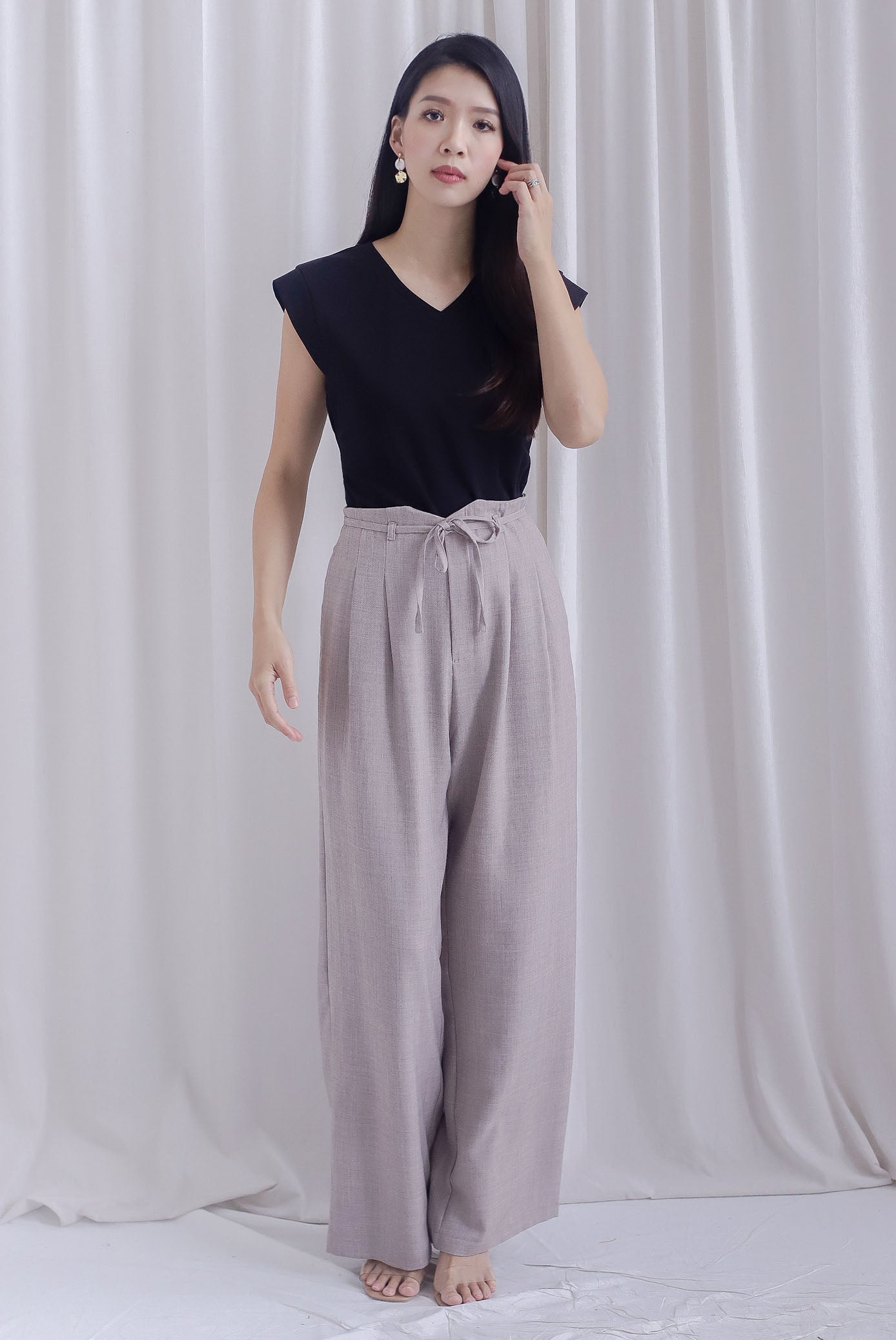 TDC Marlo Tux Waist Pants In Grey