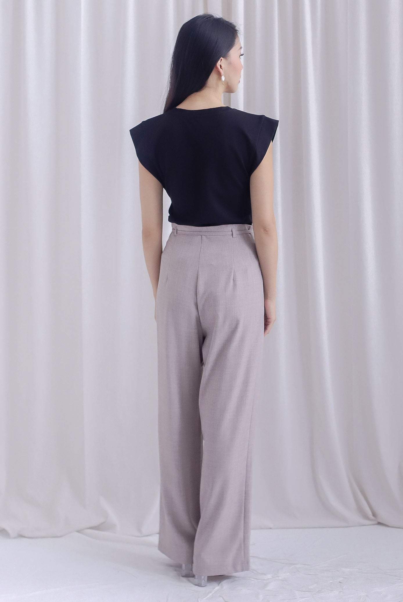 TDC Marlo Tux Waist Pants In Grey