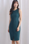 TDC Montrel Classic Work Dress In Forest Green