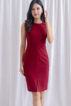 TDC Montrel Classic Work Dress In Berry Red