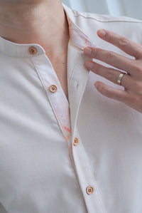 TDC Nordin Men Shirt In Ecru/Orange Pale
