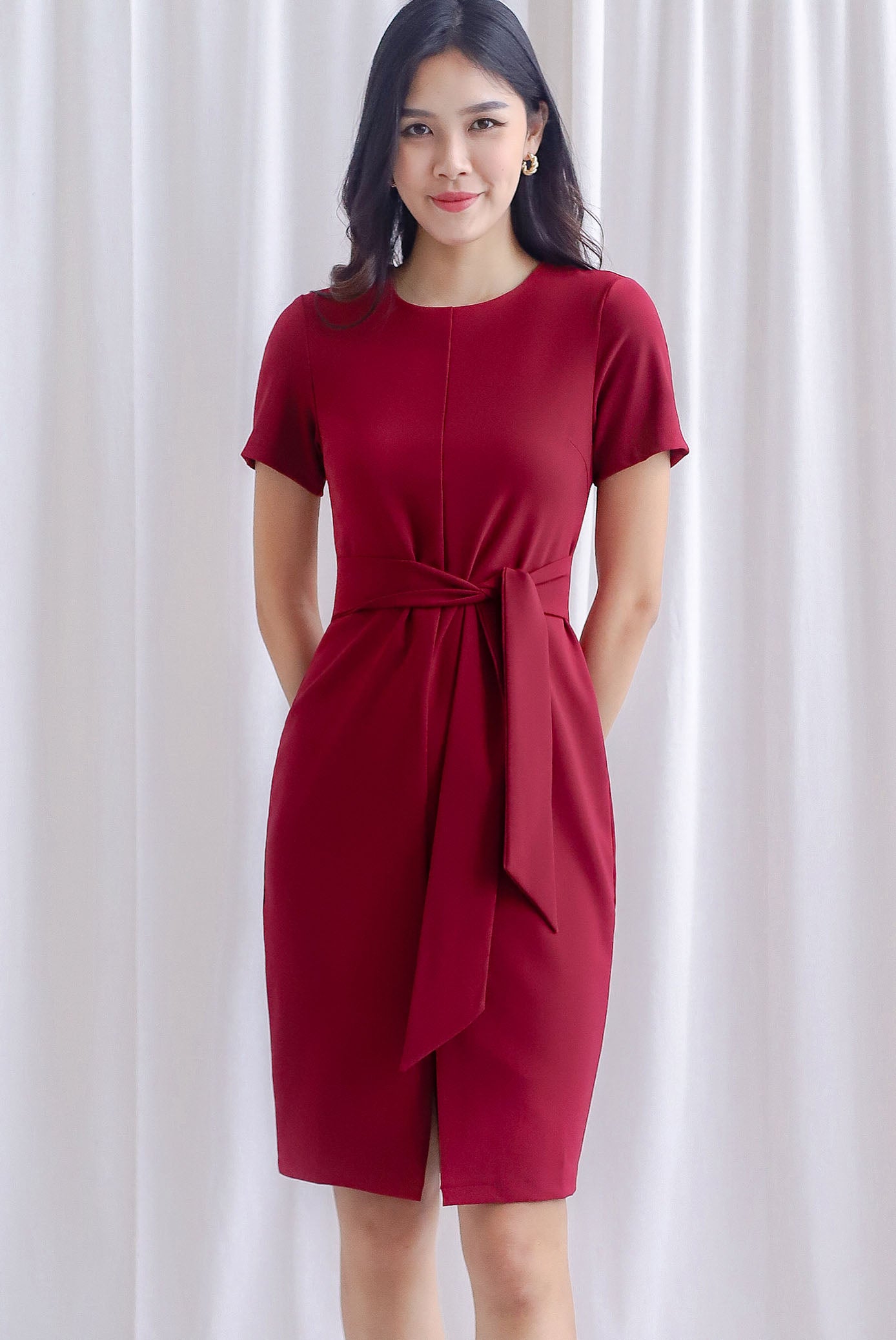 white christmas dresses JILL- 1950s pencil dress with contrast trim & buttons – heartmycloset main image 0